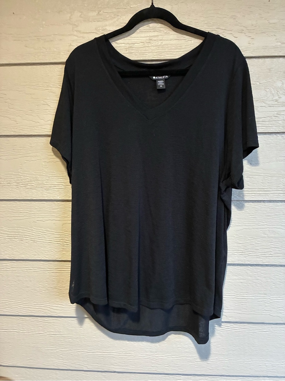 Athleta Black V-Neck Tunic T-Shirt Top Size 2X